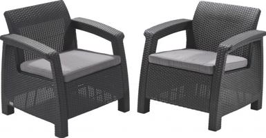 Allibert Kerti rattan fotel CORFU DUO Antracit