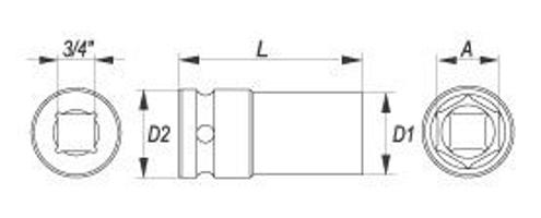 Cattara Hatszögletű dugókulcs 3/4 30 mm CrMo